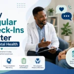Mental health check in session with a Black male doctor explaining why regular check ins matter for mental health