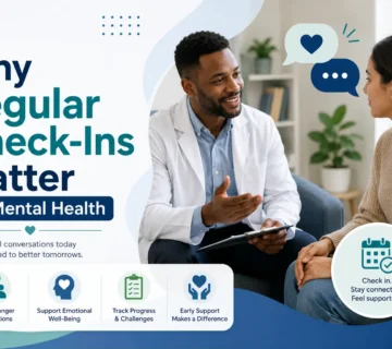 Mental health check in session with a Black male doctor explaining why regular check ins matter for mental health